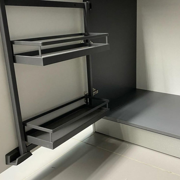 0036449846. Тандем Сайд 600 мм Комплект, рама H600, Арена СТИЛЬ, 2 полки, цвет АНТРАЦИТ, дно антрацит, антислип 1 уп