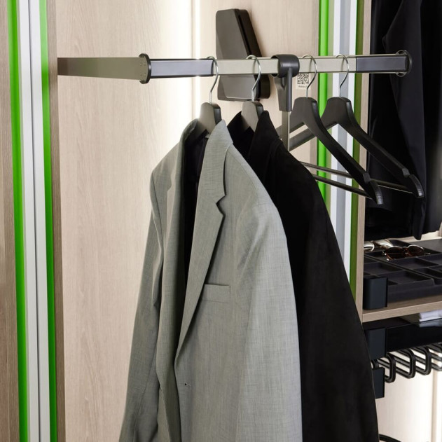 2382817021. Пантограф для гардеробной стандартный, Конеро W 985-1168 мм, нагрузка 0,5-12 кг, 1 уп, цвет ЧЕРНЫЙ