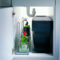 0051510005. Контейнер "Портеро" для хозпренадлежностей с одной емкостью, 160x468x395мм, цвет ХРОМ