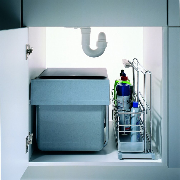 0051510005. Контейнер "Портеро" для хозпренадлежностей с одной емкостью, 160x468x395мм, цвет ХРОМ